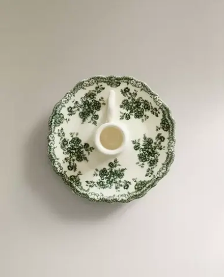 ZARA HOME ПОДСВЕЧНИК В ФОРМЕ ЦВЕТКА, ОЛИВКОВЫЙ