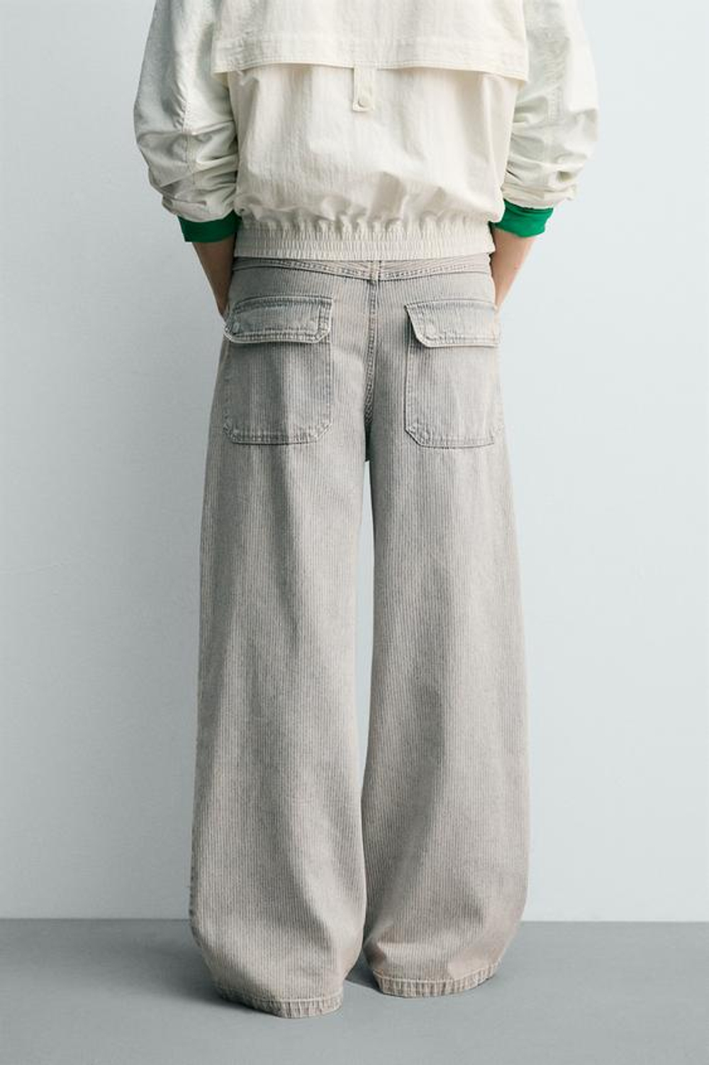 ZARA БРЮКИ RELAXED STRAIGHT FIT В ПОЛОСКУ, ПОЛОСКИ