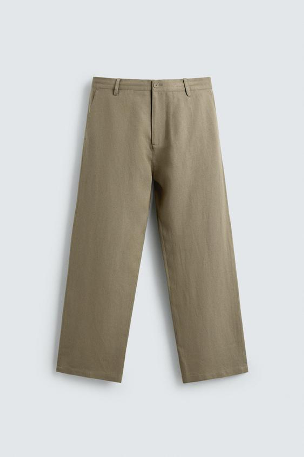 ZARA БРЮКИ RELAXED FIT ИЗ ВИСКОЗЫ И КОНОПЛИ, СЕРО-КОРИЧНЕВЫЙ