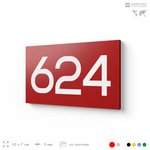 Номер на дверь 624, табличка на дверь для офиса, квартиры, кабинета, аудитории, склада, красная 120х70 мм, Айдентика Технолоджи