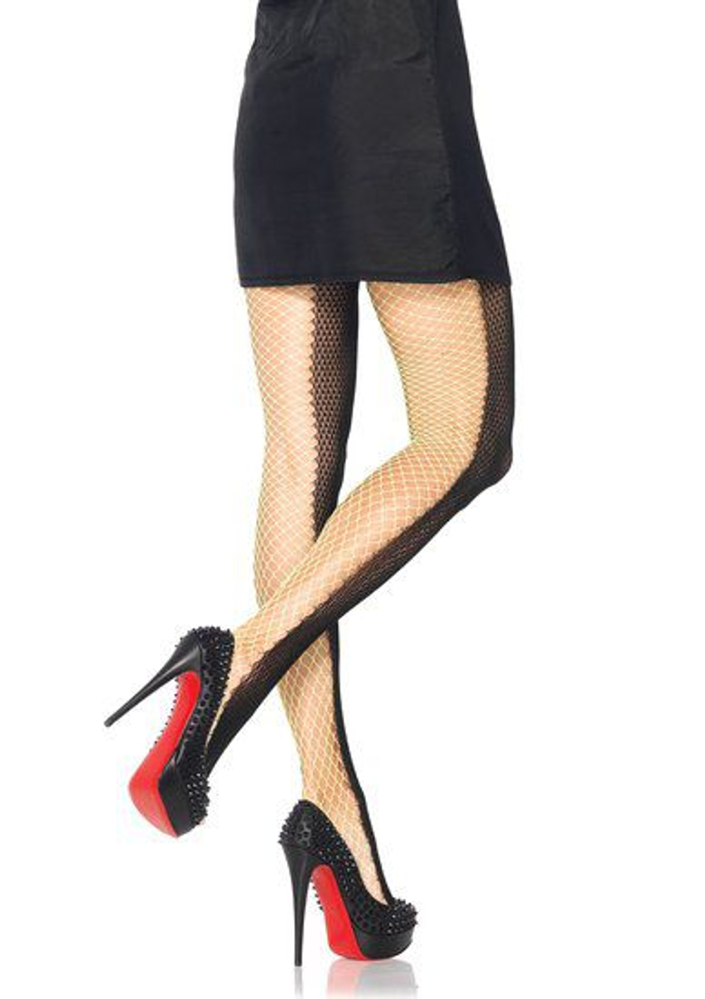 Двухцветные сетчатые колготки (Размер: S-M-L) (Цвет: зеленый с черным)