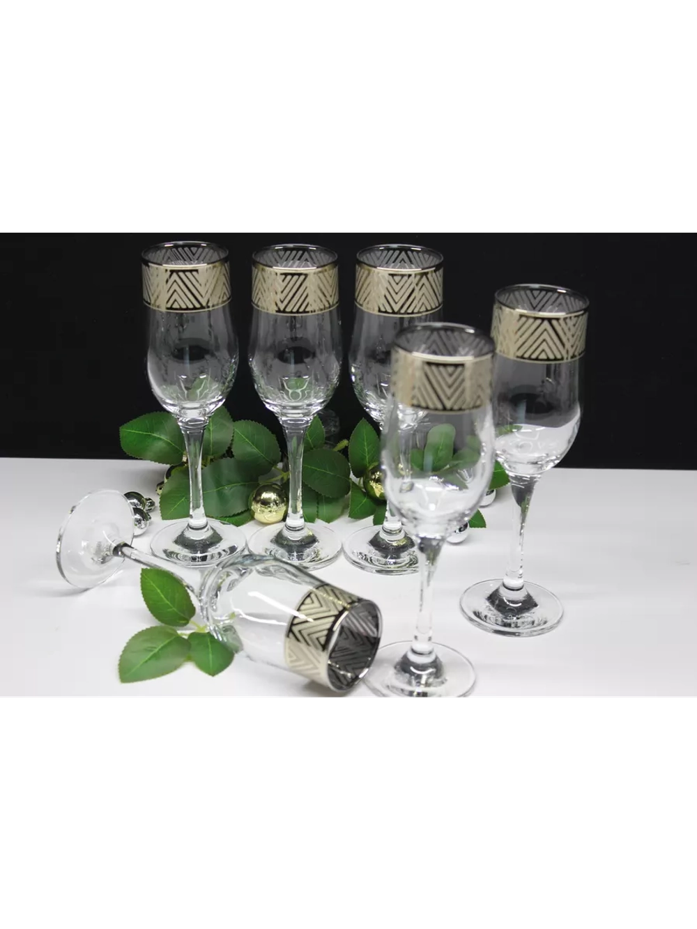 Бокалы для шампанского 6 штук Золотое сечение