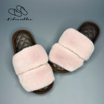 Тапочки для дома из норки | Стелька кожа | Сирень