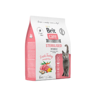 Сухой корм для стерилизованных кошек с индейкой Cat Sterilised MONOPROTEIN Metabolic BRIT CARE 7кг