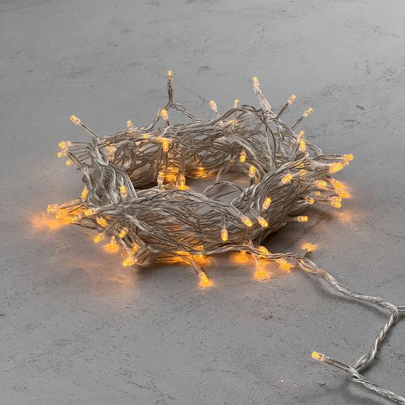 Светодиодная нить 100 желтых LED ламп, 10 м., 24В., прозрачный провод ПВХ, LTC (PST100-10-1Y)