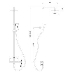 Душевая стойка ABBER Wasser Kreis AF8160BL с термостатом без излива, черная матовая
