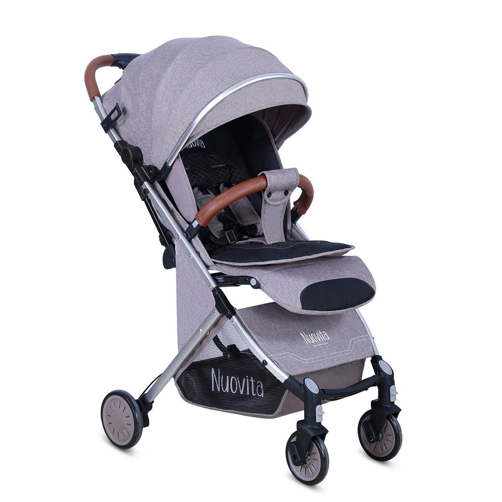 Детская прогулочная коляска Nuovita Giro Lux Сaffè, Argento / Кофейный, Серебряный