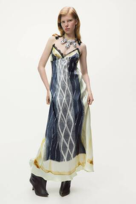 H&M - Glenn Martens Платье из атласа с принтом, черный