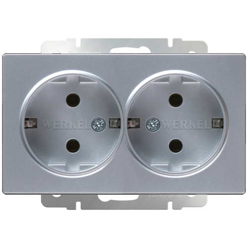 W1172006/ Розетка двойная с заземлением (серебряный) W1172006