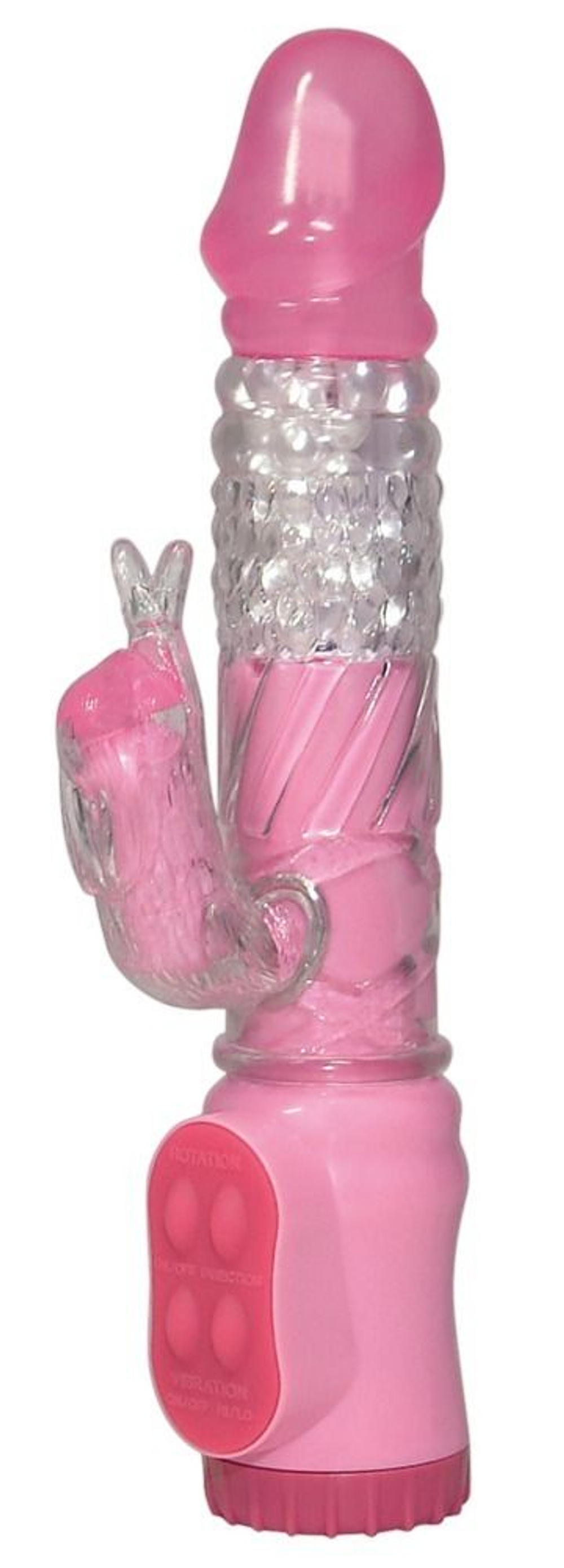 Розовый вибратор Vibrating Rabbit с клиторальным зайчиком - 22 см. (Цвет: розовый)