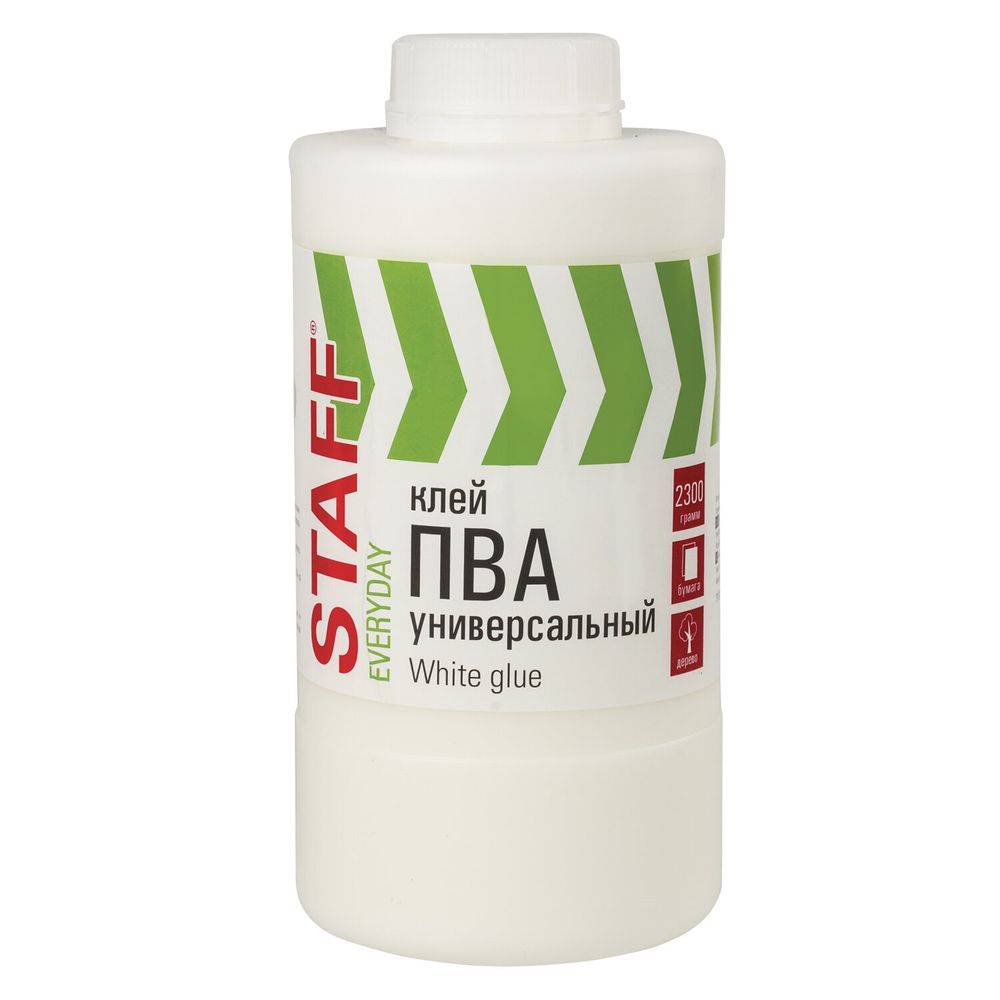 Клей ПВА универсальный 2,3 кг (бумага, картон, дерево), STAFF, 606433