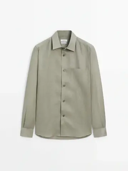 Massimo Dutti Льняная рубашка - Studio, пастельно-зеленый