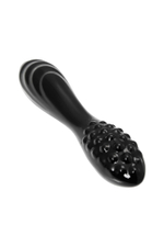 Черный двусторонний фаллоимитатор Dazzling Crystal 1 - 18,5 см.