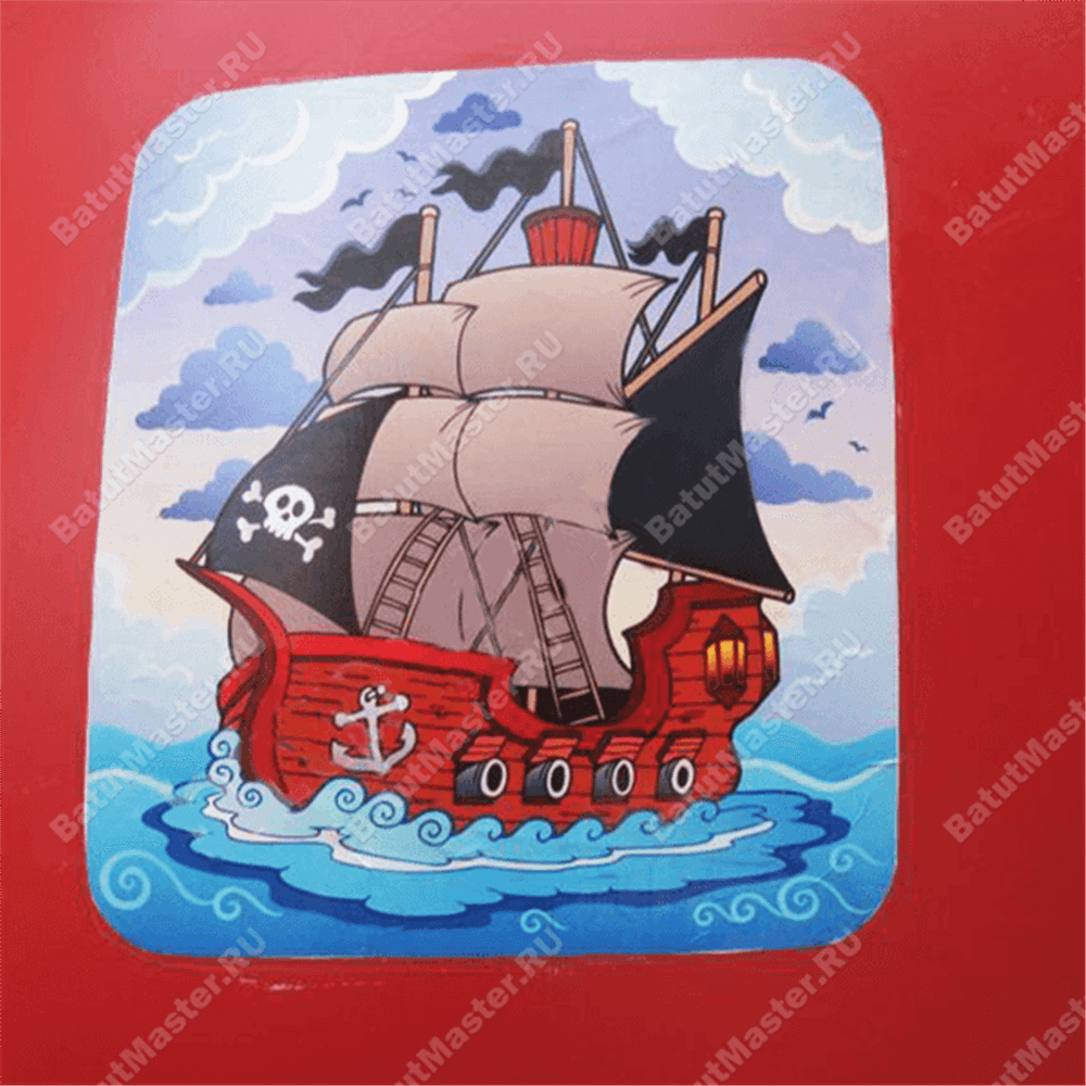 Большой надувной батут-горка "Корабль флибустьеров" 12*8*6 м