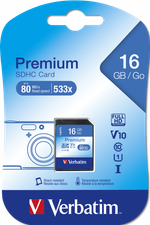 Карта памяти Verbatim 16Gb 80MB/s SDHC Premium Class 10