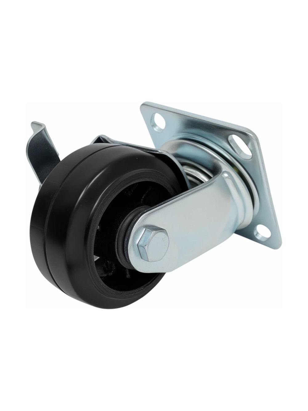 Колесо промышленное поворотное с тормозом с подшипником 100мм резина/чугун Gigant G-04-09-51