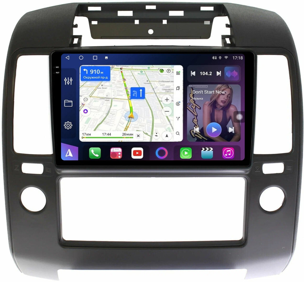 Магнитола для Nissan Navara D40 2004-2014 (кондиционер) - FarCar 3066M монитор 9.5" 2K QLED на Android 13, TS10, CarPlay, 4G SIM-слот