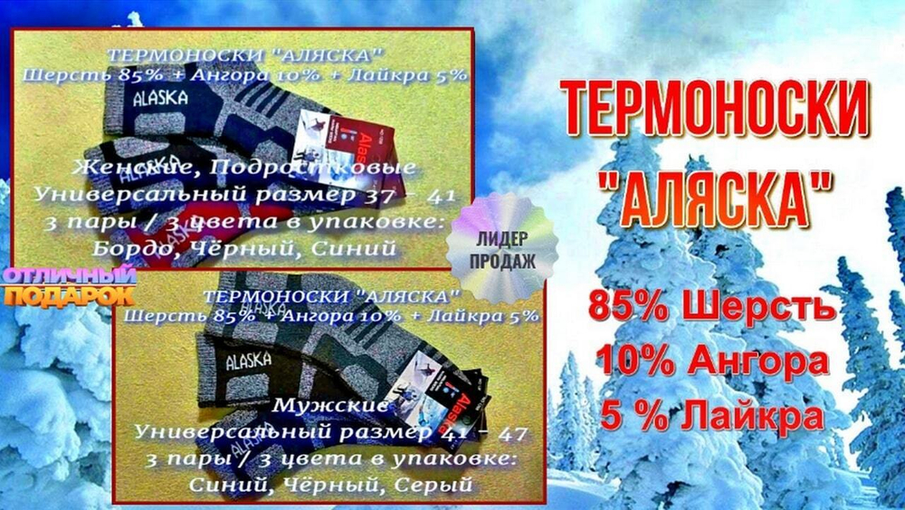 Термоноски "Аляска" 3 пары в упаковке