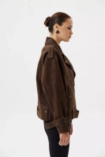 Косуха Oversize Vintage с ремешками, Коричневый