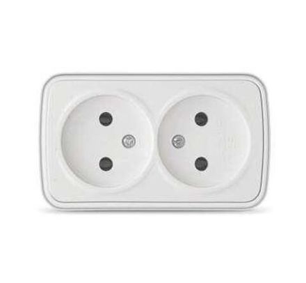 Розетка 2м "СОЮЗ" с. "Электра" б/з, о/у, 16А 220В, белая (еврослот) (EL1501) 1/10/100