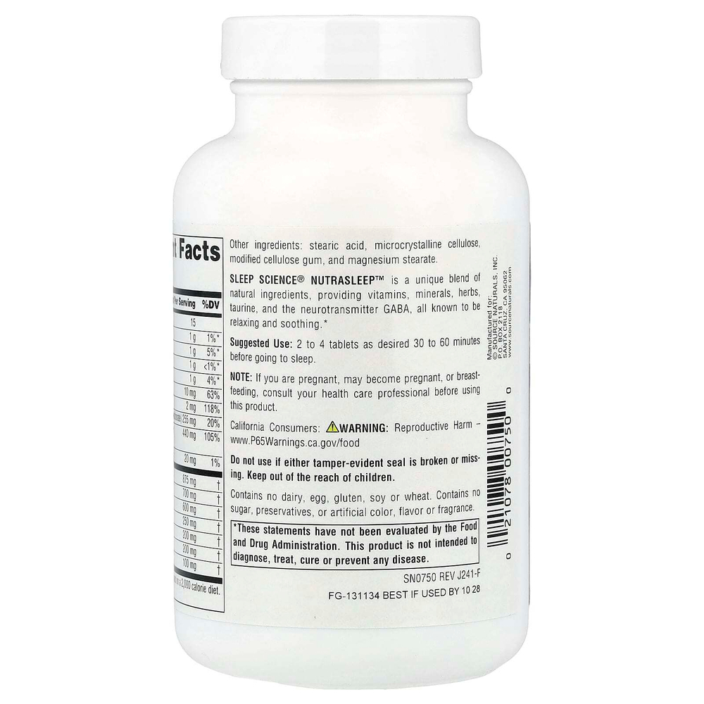 Source Naturals, Пищевая добавка NutraSleep, 100 таблеток
