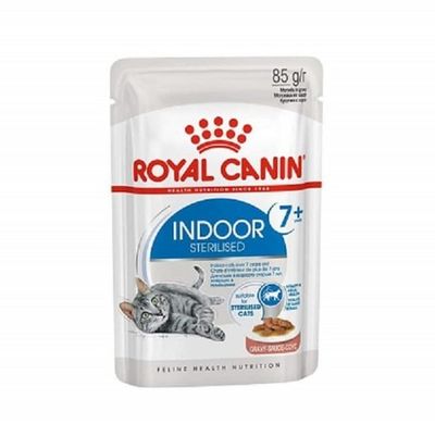 Влажный корм Royal Canin Indoor Sterilised 7+ для кошек, кусочки в соусе, пауч 85 г