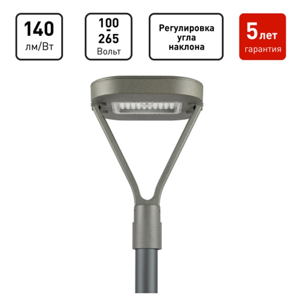 Светильник светодиодный садово-парковый ЭРА SPP-505-0-30K-050 50Вт 3000K IP65 серый | Садово-парковые светильники