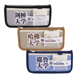 Пенал - косметичка Alingar, ПВХ, молния, боковой карман, мини-кошелек, 190 х 80 х 35 мм, "Welcome Harvard", микс (хаки, черный, синий), европодвес