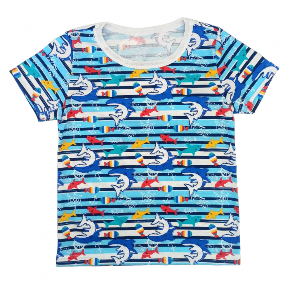 412/22 Футболка акулы, рыбки, полоски (32/122)