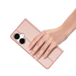 Чехол книжка из PU кожи розового цвета от Dux Ducis для Samsung Galaxy A07 4G, серия Skin Pro Series Case