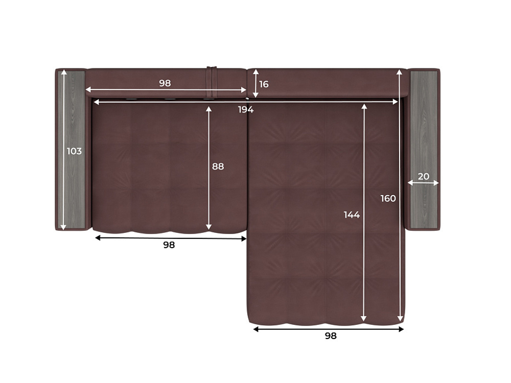 Диван угловой с декором Лига-049 НПБ, JOLY 09 ЗАМША бордовый