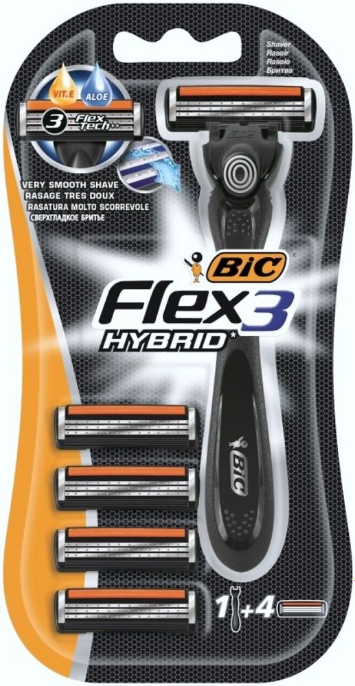 Bic станок для бритья Bic Flex-3 Hybrid +4 кассеты