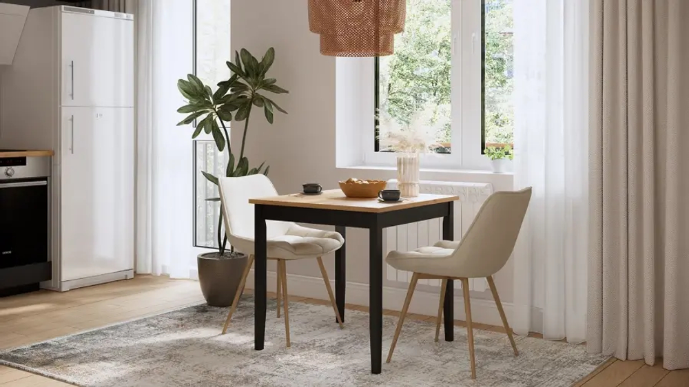 Кухонный стол  -  аналог IKEA /ЛЫМ/ ИКЕА, 74x74см, черный/светло-коричневый