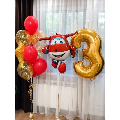 Композиция из шаров с «Самолетиком Джеттом и Цифрой»