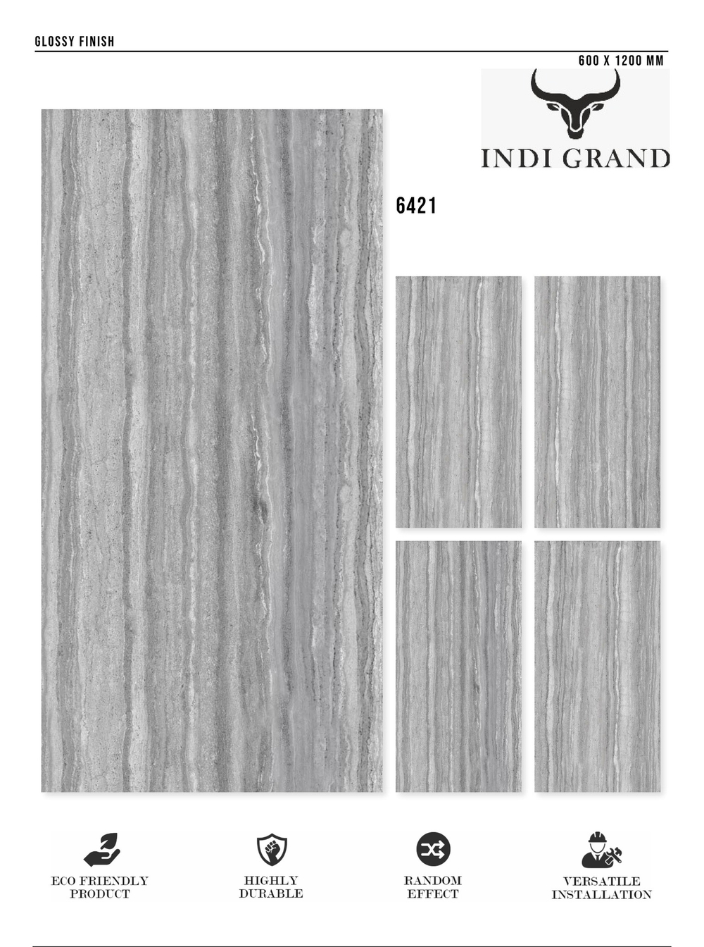Керамогранит glossy №6, 60х120, 6421