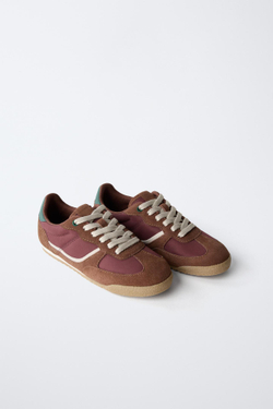 ZARA КОЖАНЫЕ КРОССОВКИ, КОРИЧНЕВЫЙ