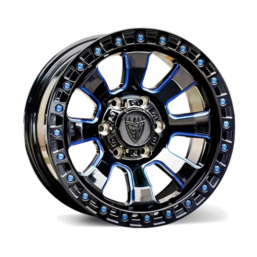 Диск колёсный литой BEAST OFFROAD 9604N R17 8,5 ET0 Blue Gloss Black W Milled Spokes