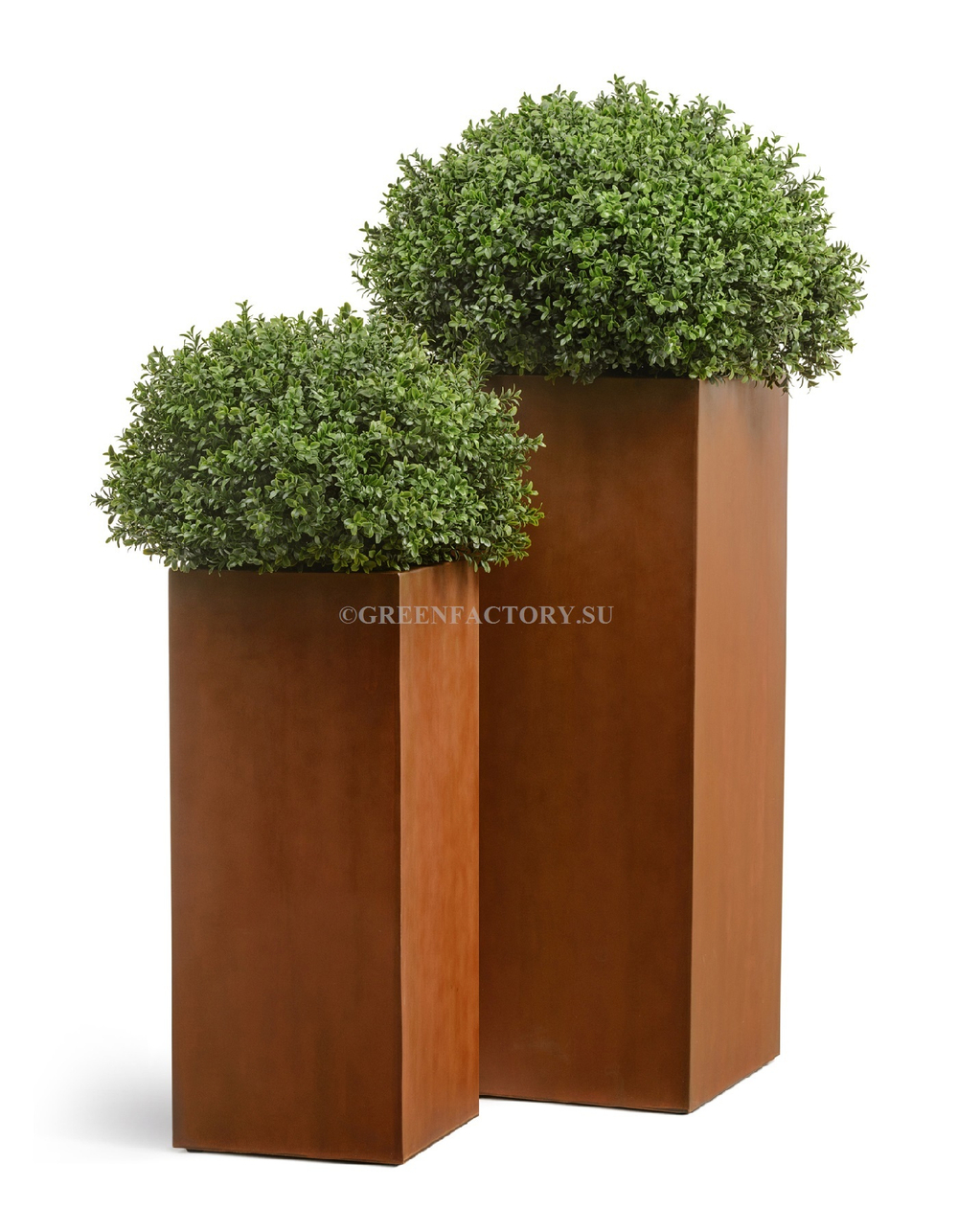 Кашпо TREEZ Effectory - серия Corten Steel - Высокий куб - Кортеновская сталь - Бархатистая окись
