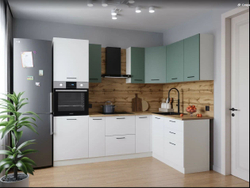 Кухонный гарнитур угловой Жемчуг 2400х1600 (38мм)