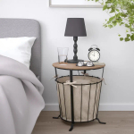 Столик с отделениями для хранения - IKEA ИКЕА ÄNGESBYN, 43х43х48 см, черный/сосна светло-коричневая морилка