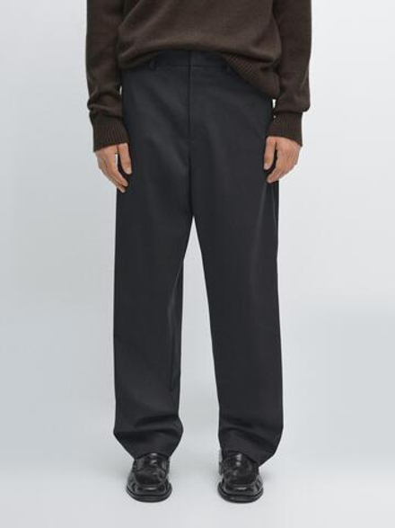 Massimo Dutti Брюки с поясом и внутренней эластичной вставкой, черный