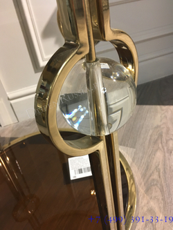 13RXET6034-GOLD Стол журнальный стекло коричн./золото 50*50*60см