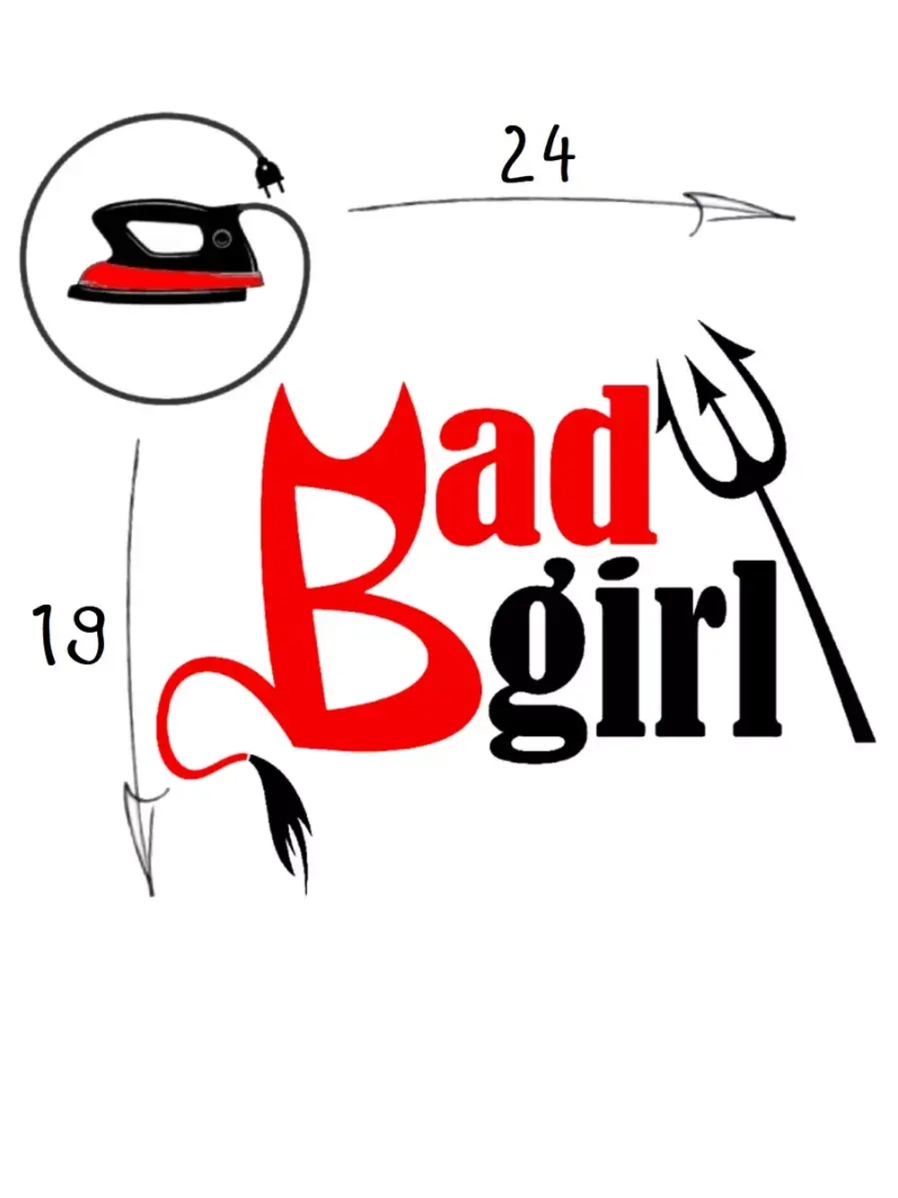Термотрансфер "Bad girl", наклейка на одежду, 24х19