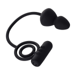 Чёрное эрекционное кольцо 2см с вибростимулятором и анальным хвостом Erotist Toy Multi-Purpose Anal Plug Ruffle Size S