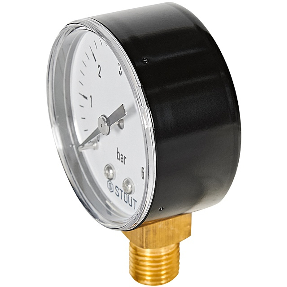 Манометр радиальный STOUT - 1/4" (D50 мм, шкала 0-6 бар)