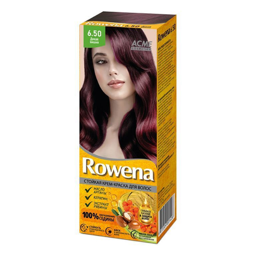 Acme-Color «ROWENA» Стойкая Крем-Краска для волос, тон 6.50 закрашивание седины 100% (Дикая Вишня) 115 мл