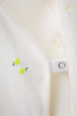 ZARA ФУТБОЛКА С ЗАПАХОМ И ПРИНТОМ «ЛИМОНЫ», ЖЕЛТОВАТО-БЕЛЫЙ