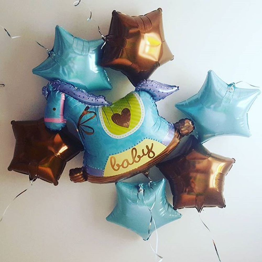 Шар (36''/91 см) Фигура, Лошадка качалка, Голубой