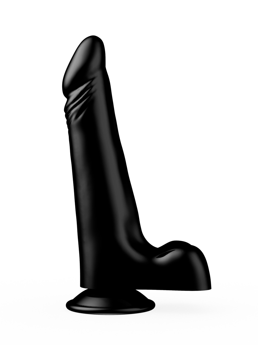 Чёрный фаллоимитатор с вытянутой головкой - 17,8 см. (Цвет: черный)