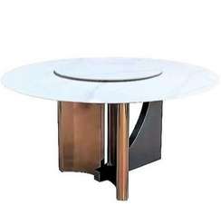 Стол с вращающейся столешницей Kadis, Ø130 см, белый керамогранит